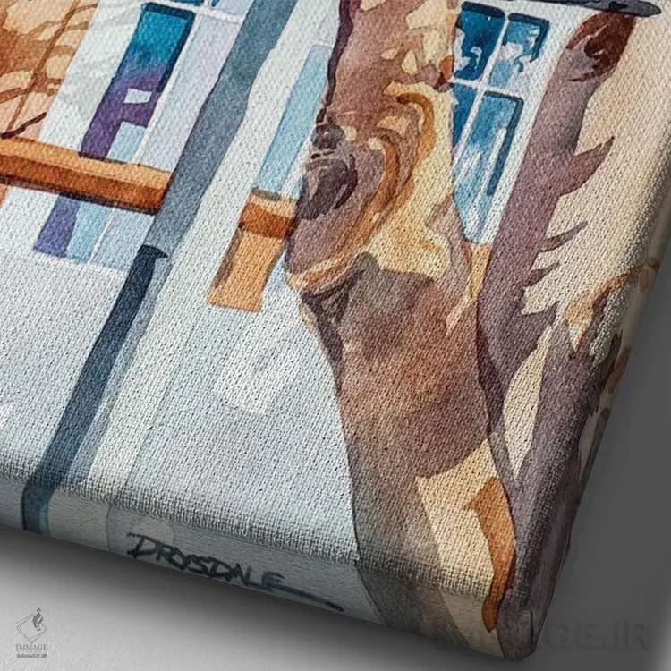 تابلو رستوران کاتج اثر بیل درایزدیل - نمای نزدیک بافت بوم