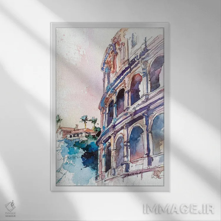 تابلو کولوسئوم روم اثر بیل درایزدیل - نمای قابدار سفید