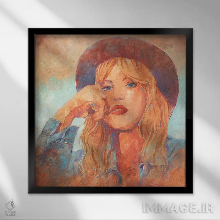 تابلو خواننده و ترانهسرا اثر بیل درایزدیل - نمای قابدار مشکی