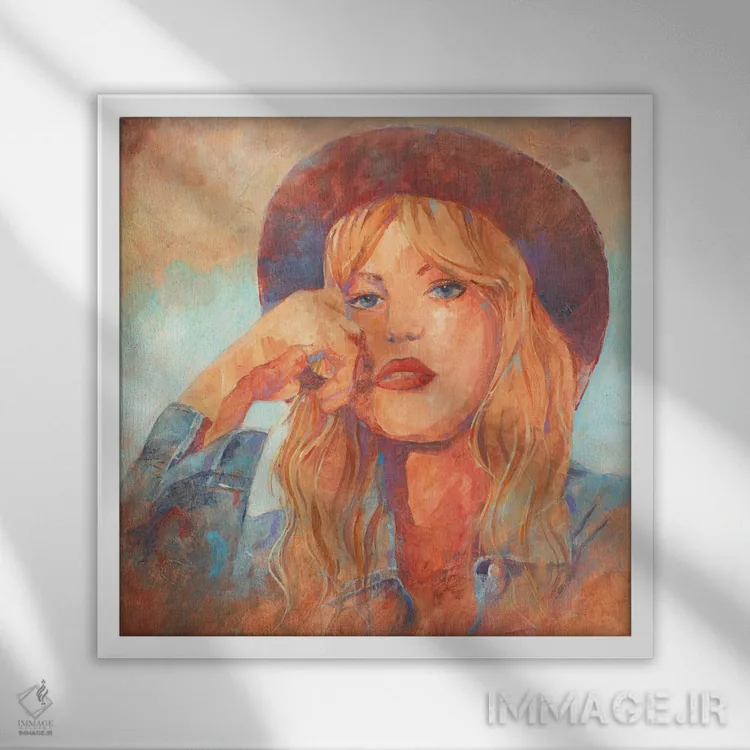 تابلو خواننده و ترانهسرا اثر بیل درایزدیل - نمای قابدار سفید