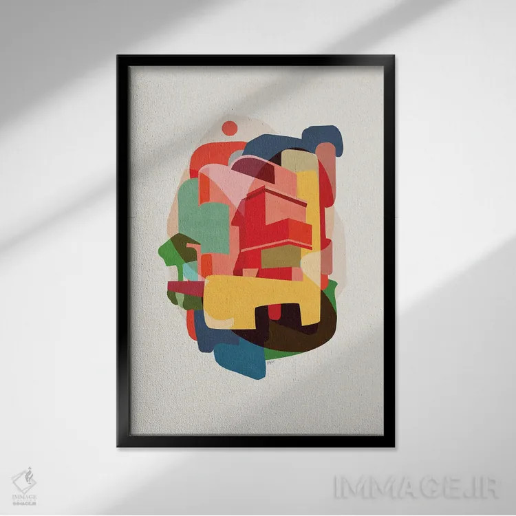 تابلو خانه صورتی اثر استودیو آرت برد (استودیو هنری) - نمای قابدار مشکی