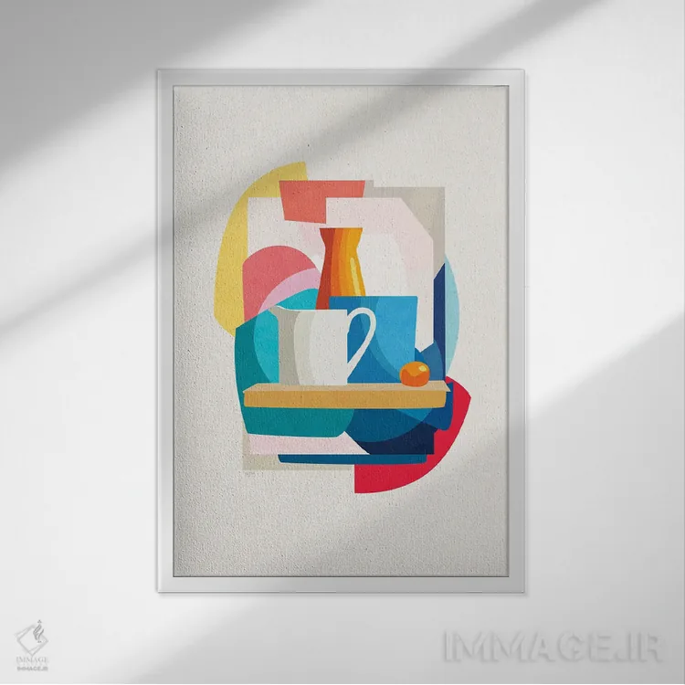 تابلو آب نارنجی اثر استودیو آرت برد (استودیو هنری) - نمای قابدار سفید