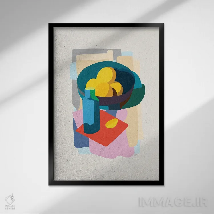 تابلو لیموی بیحرکت اثر استودیو آرت برد (استودیو هنری) - نمای قابدار مشکی