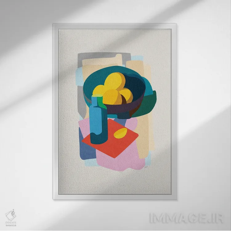 تابلو لیموی بیحرکت اثر استودیو آرت برد (استودیو هنری) - نمای قابدار سفید