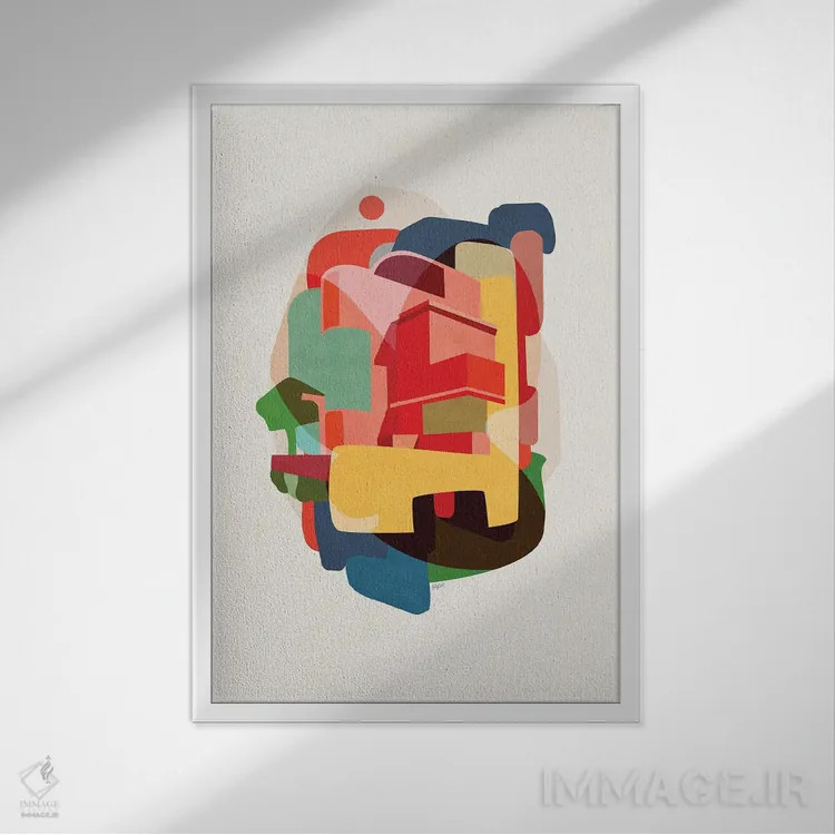 تابلو خانه صورتی اثر استودیو آرت برد (استودیو هنری) - نمای قابدار سفید