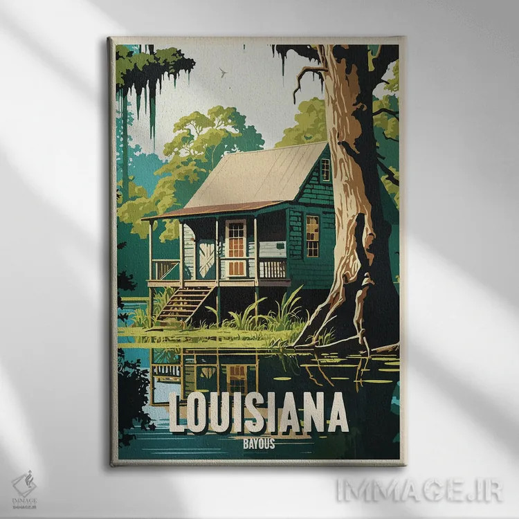 تابلو مردابهای لوئیزیانا اثر استودیو آرت برد (استودیو هنری) - نمای روبهرو روی دیوار