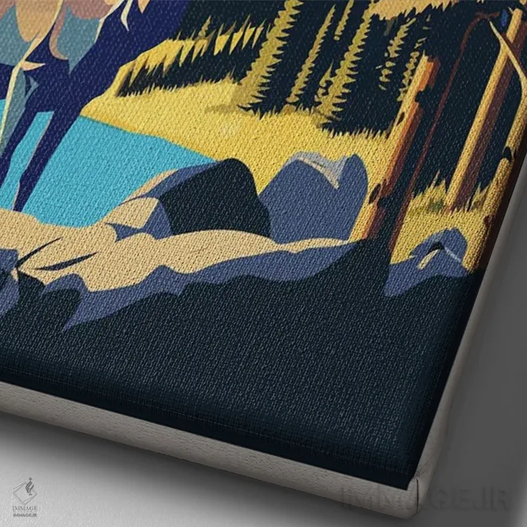 تابلو پارک ملی بنف (کانادا) اثر استودیو آرت برد (استودیو هنری) - نمای نزدیک بافت بوم