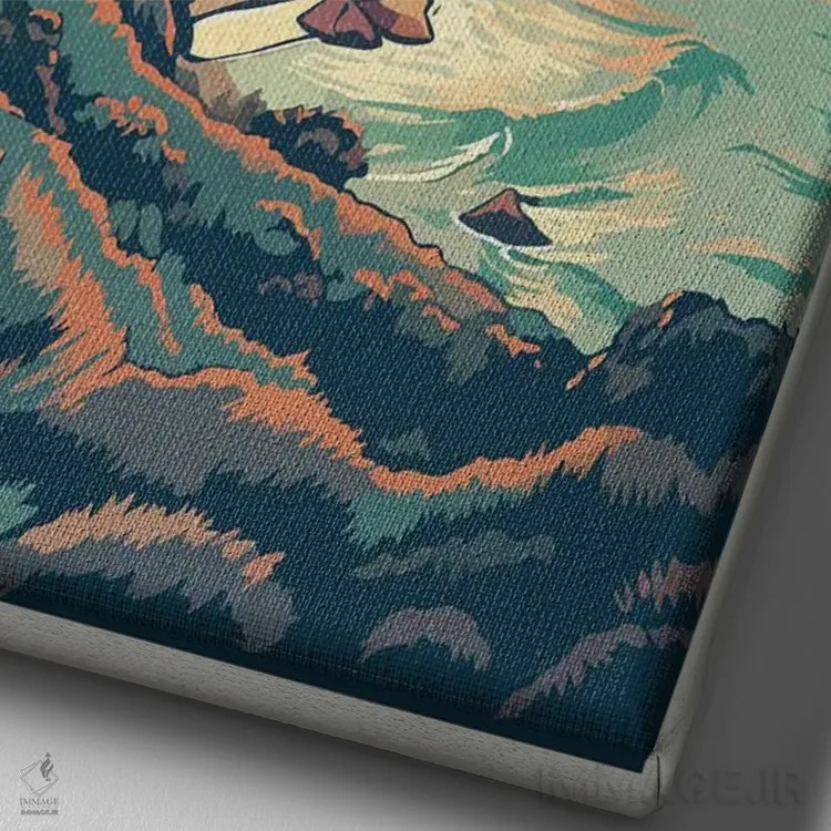 تابلو بیگ سور (کالیفرنیا) اثر استودیو آرت برد (استودیو هنری) - نمای نزدیک بافت بوم