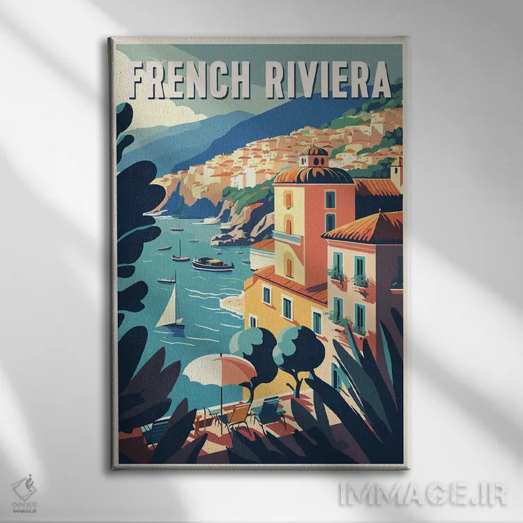 تابلو ساحل ریویرا فرانسه اثر استودیو آرت برد (استودیو هنری) - نمای روبهرو روی دیوار