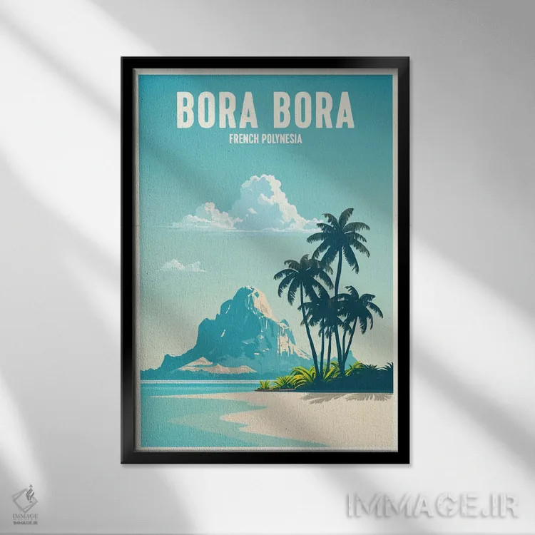 تابلو بورا بورا (جزایر اقیانوس آرام) اثر استودیو آرت برد (استودیو هنری) - نمای قابدار مشکی