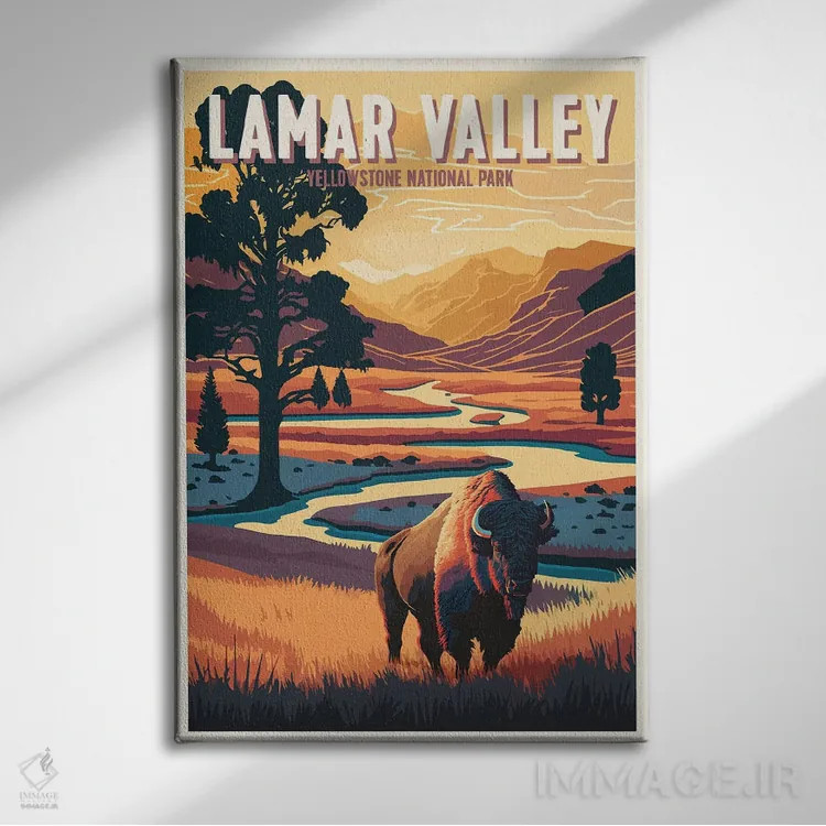 تابلو دره لامار یلواستون (آمریکا) اثر استودیو آرت برد (استودیو هنری) - نمای روبهرو روی دیوار