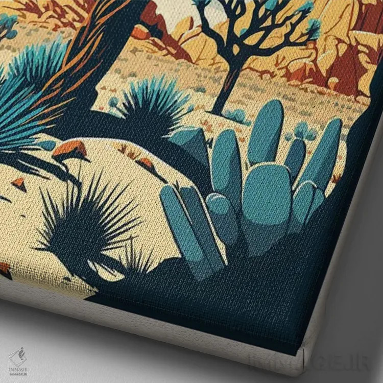 تابلو پارک ملی درخت یوشوا (کالیفرنیا) اثر استودیو آرت برد (استودیو هنری) - نمای نزدیک بافت بوم