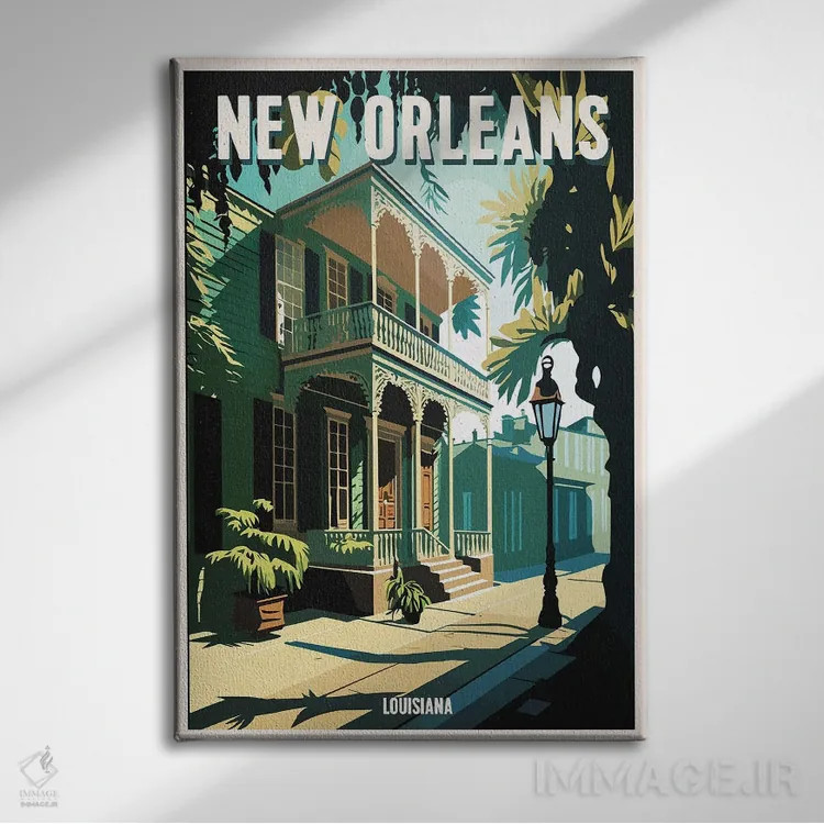 تابلو نیواورلئان (آمریکا) اثر استودیو آرت برد (استودیو هنری) - نمای روبهرو روی دیوار