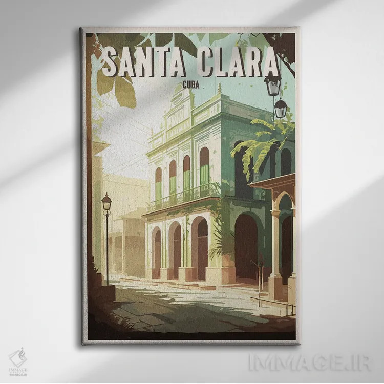 تابلو سانتا کلارا (کوبا) اثر استودیو آرت برد (استودیو هنری) - نمای روبهرو روی دیوار