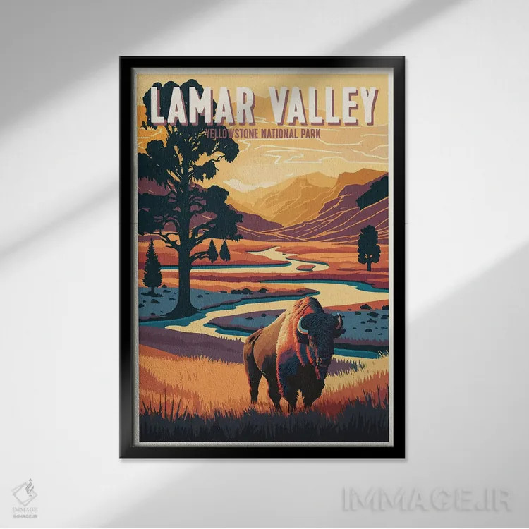 تابلو دره لامار یلواستون (آمریکا) اثر استودیو آرت برد (استودیو هنری) - نمای قابدار مشکی