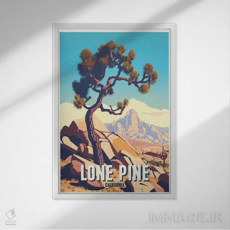 تابلو درخت کاج تنها اثر استودیو آرت برد (استودیو هنری) - نمای قابدار سفید