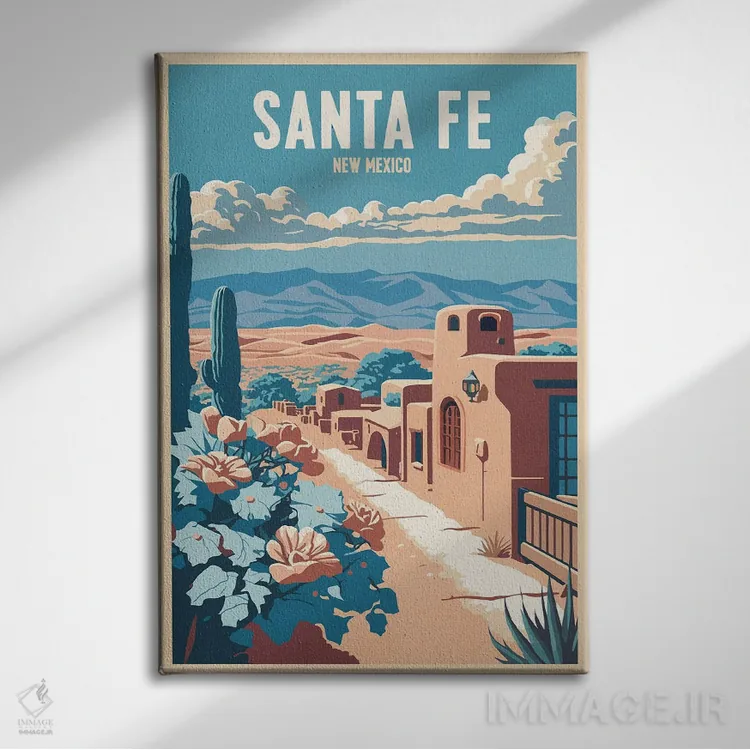 تابلو سانتافه (آمریکا) اثر استودیو آرت برد (استودیو هنری) - نمای روبهرو روی دیوار