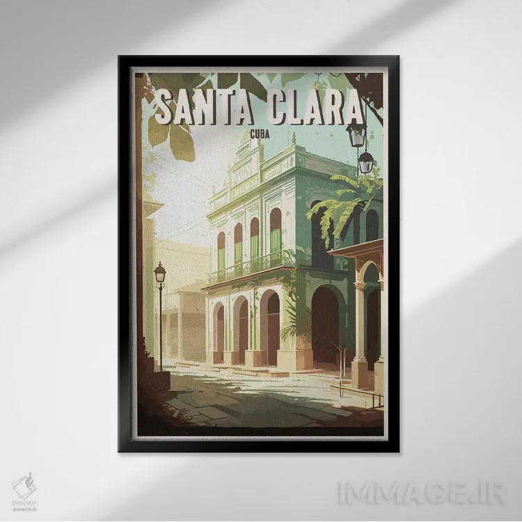 تابلو سانتا کلارا (کوبا) اثر استودیو آرت برد (استودیو هنری) - نمای قابدار مشکی