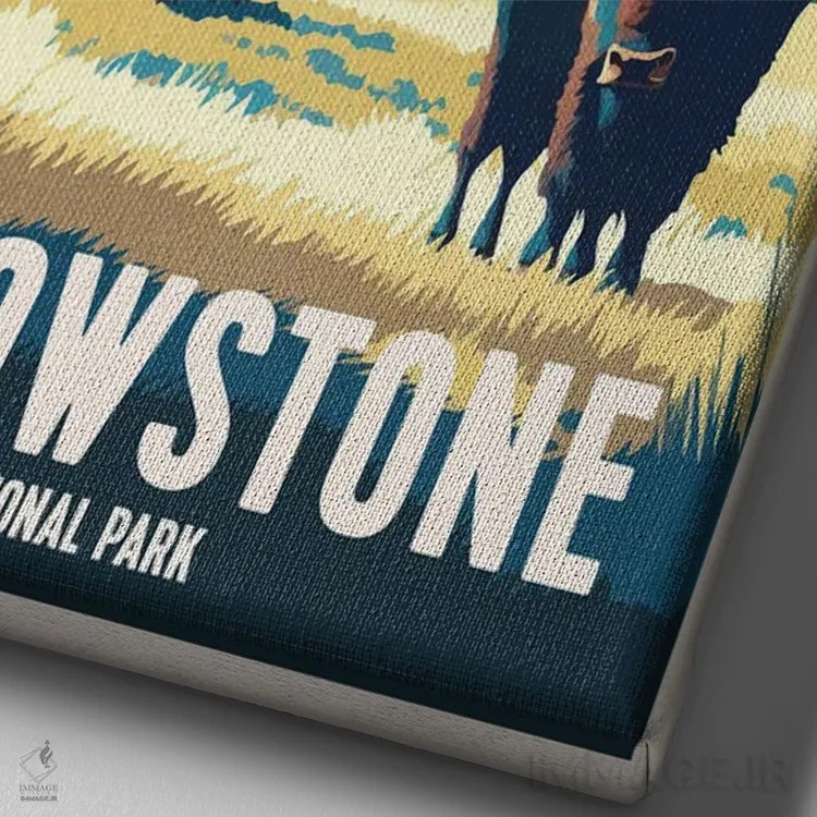 تابلو پارک ملی یلواستون (آمریکا) اثر استودیو آرت برد (استودیو هنری) - نمای نزدیک بافت بوم
