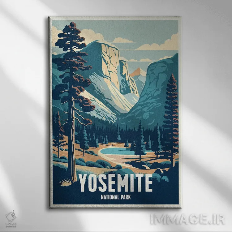 تابلو پارک ملی یوسیمیتی (آمریکا) اثر استودیو آرت برد (استودیو هنری) - نمای روبهرو روی دیوار