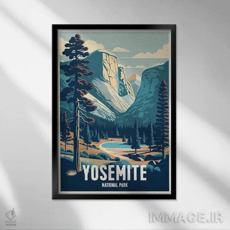 تابلو پارک ملی یوسیمیتی (آمریکا) اثر استودیو آرت برد (استودیو هنری) - نمای قابدار مشکی