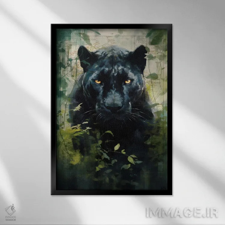 تابلو دایرةالمعارف پلنگ سیاه اثر استودیو آرت برد (استودیو هنری) - نمای قابدار مشکی