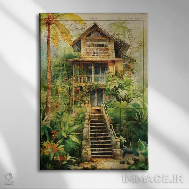 تابلو دایرةالمعارف کلبه جنگلی اثر استودیو آرت برد (استودیو هنری) - نمای روبهرو روی دیوار