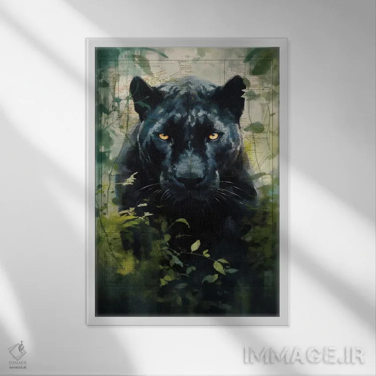 تابلو دایرةالمعارف پلنگ سیاه اثر استودیو آرت برد (استودیو هنری) - نمای قابدار سفید