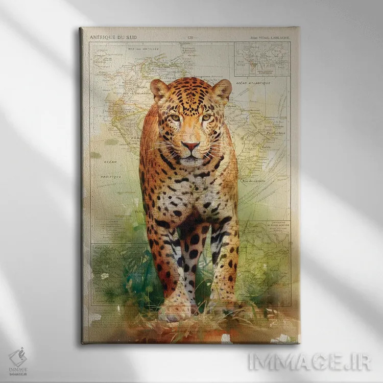 تابلو یوزپلنگ آمریکایی (جاگوار) اثر استودیو آرت برد (استودیو هنری) - نمای روبهرو روی دیوار