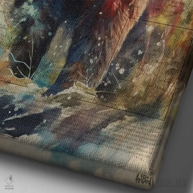 تابلو خرس گریزلی اثر استودیو آرت برد (استودیو هنری) - نمای نزدیک بافت بوم