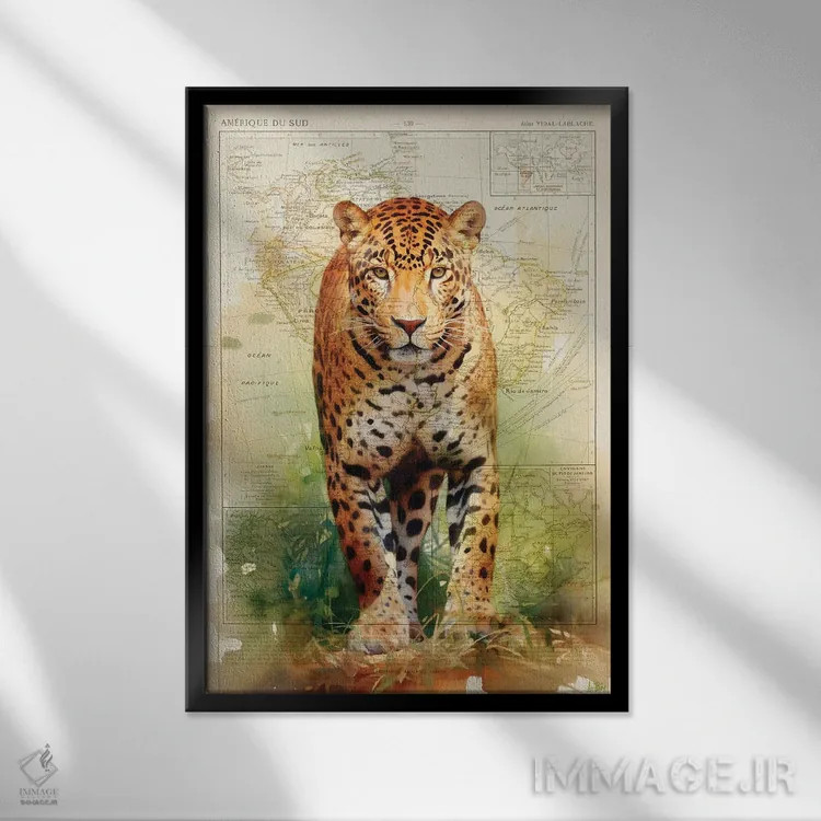 تابلو یوزپلنگ آمریکایی (جاگوار) اثر استودیو آرت برد (استودیو هنری) - نمای قابدار مشکی