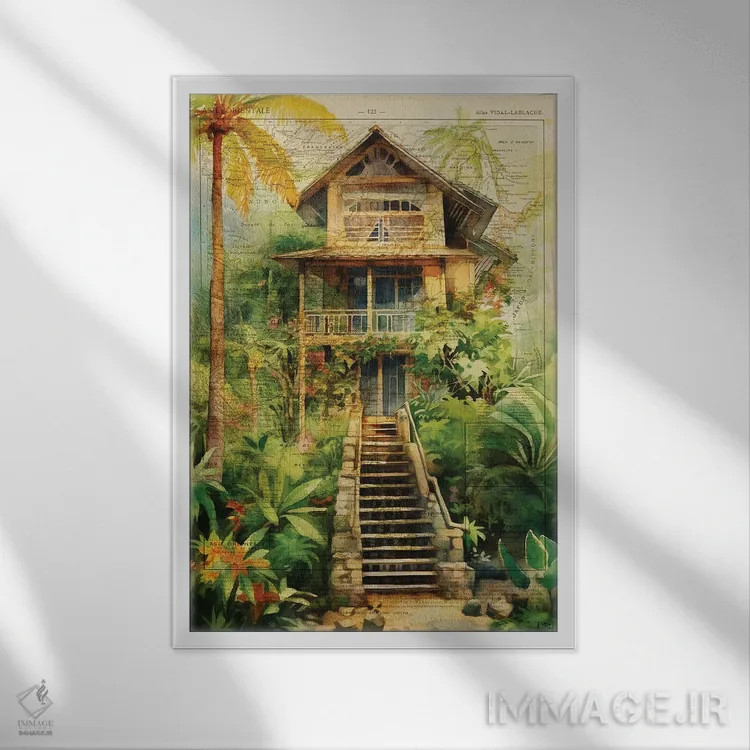 تابلو دایرةالمعارف کلبه جنگلی اثر استودیو آرت برد (استودیو هنری) - نمای قابدار سفید