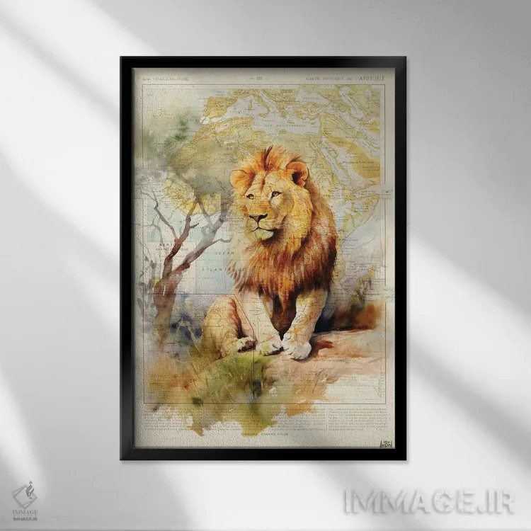 تابلو شیر شاه اثر استودیو آرت برد (استودیو هنری) - نمای قابدار مشکی