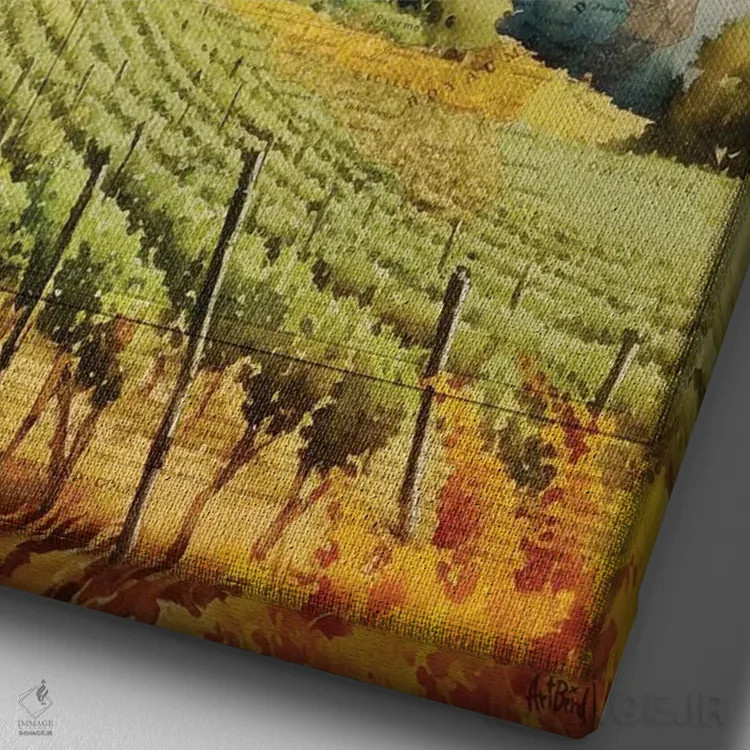 تابلو آبرنگ توسکانی (ایتالیا) اثر استودیو آرت برد (استودیو هنری) - نمای نزدیک بافت بوم
