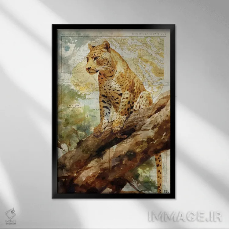 تابلو پلنگ اثر استودیو آرت برد (استودیو هنری) - نمای قابدار مشکی