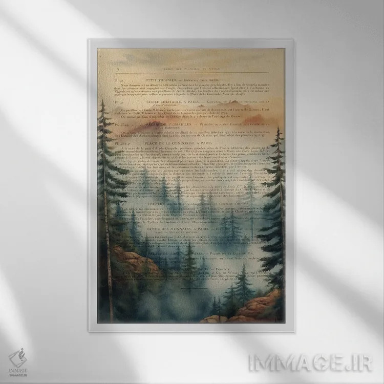 تابلو آبرنگ دره اثر استودیو آرت برد (استودیو هنری) - نمای قابدار سفید