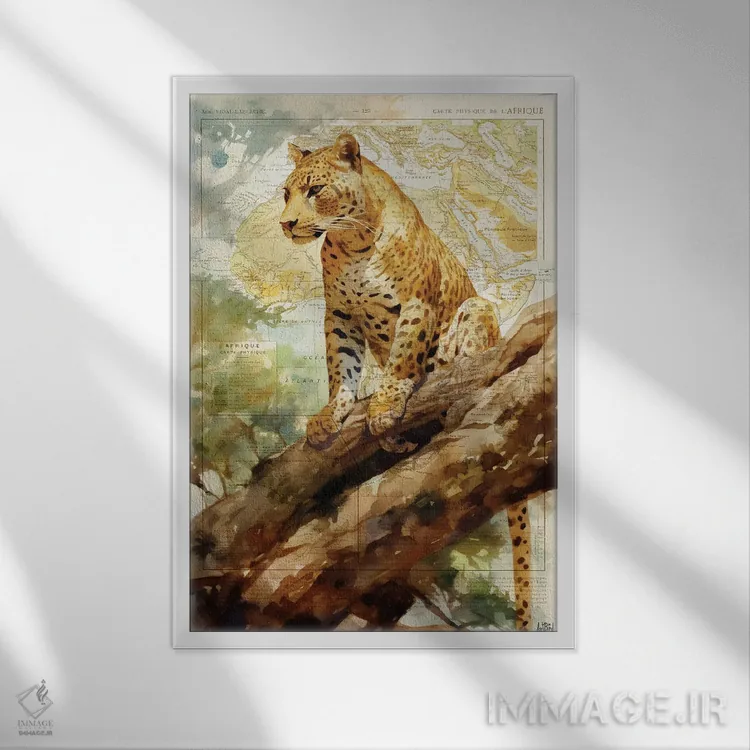 تابلو پلنگ اثر استودیو آرت برد (استودیو هنری) - نمای قابدار سفید