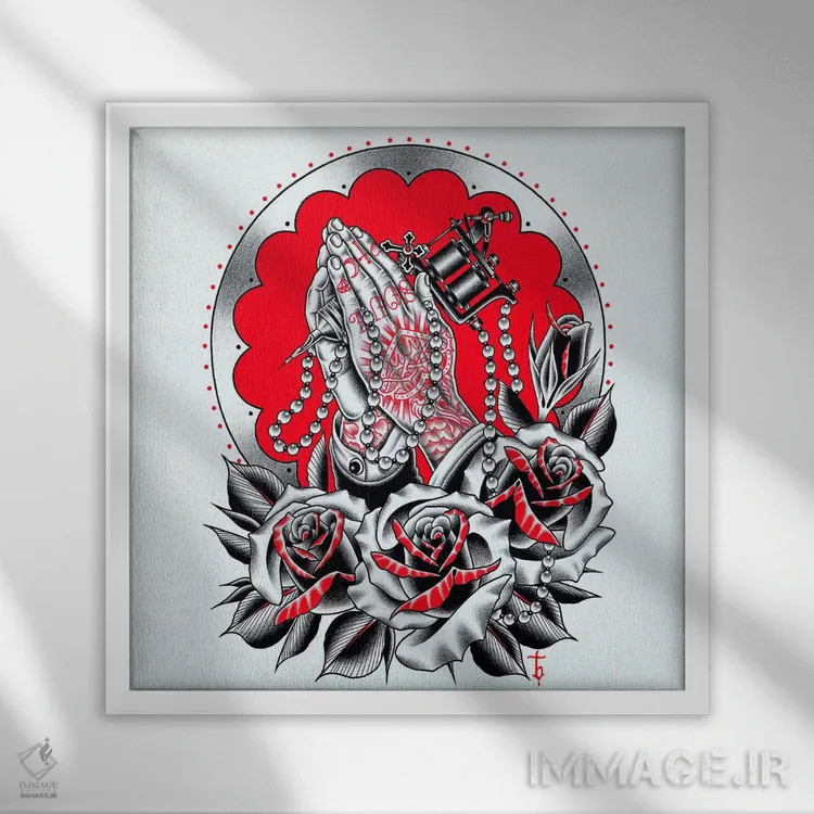 تابلو ستایش اثر تایلر بردوگ - نمای قابدار سفید