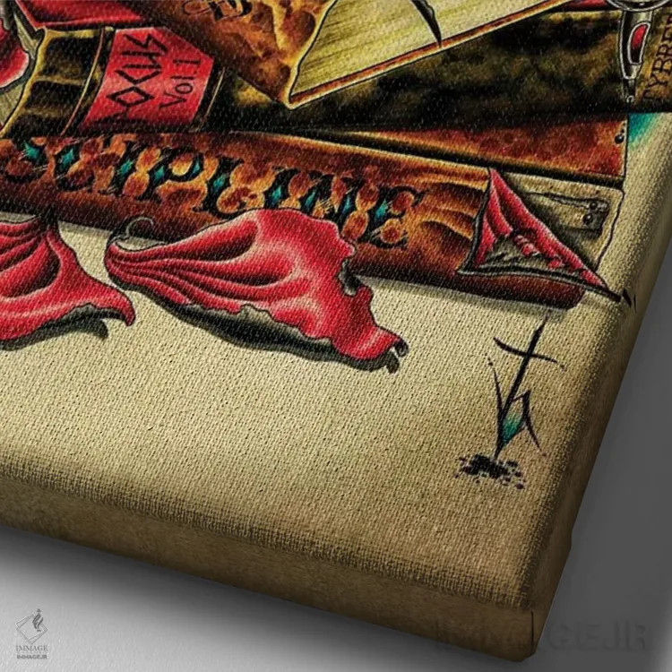 تابلو هنر دستی اثر تایلر بردوگ - نمای نزدیک بافت بوم