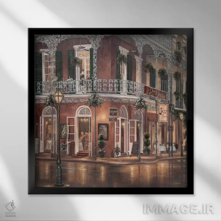 تابلو جاز روز اثر بتسی براون - نمای قابدار مشکی