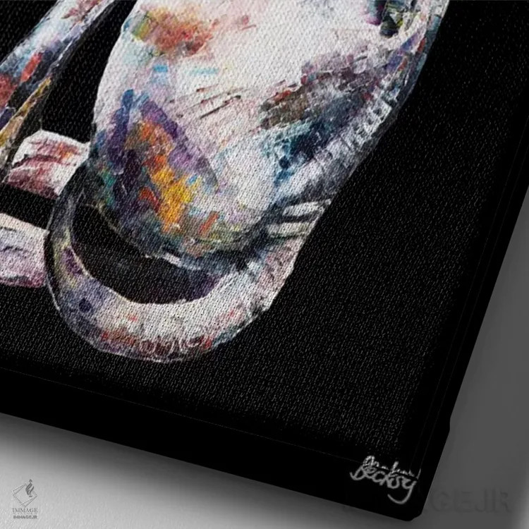 تابلو Black Background,لری، پسزمینهٔ سیاه اثر بکسی - نمای نزدیک بافت بوم