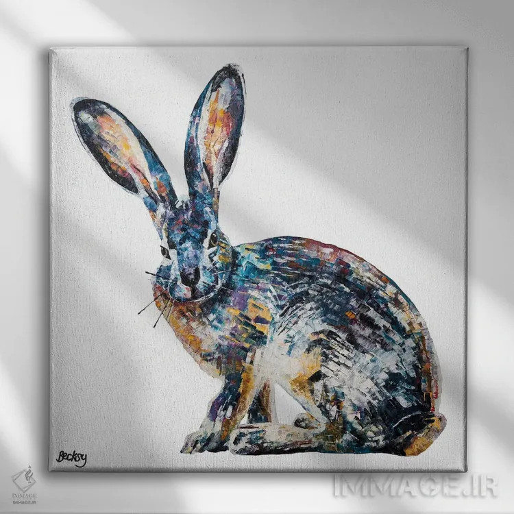 تابلو خرگوش صحرایی جک اثر بکسی - نمای روبهرو روی دیوار