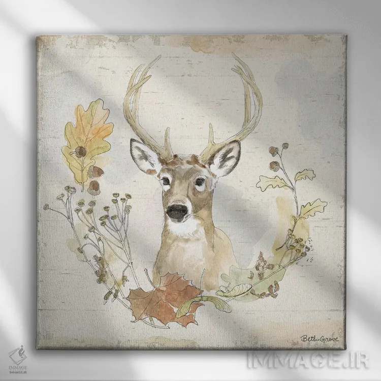 تابلو حلقه گل جنگلی VIII اثر بث گروو - نمای روبهرو روی دیوار