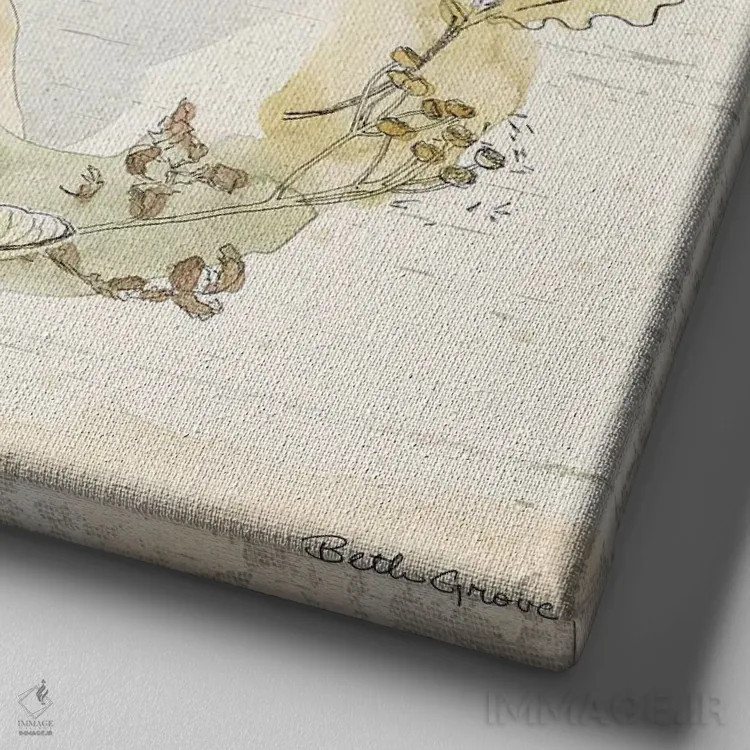 تابلو حلقه گل جنگلی VIII اثر بث گروو - نمای نزدیک بافت بوم