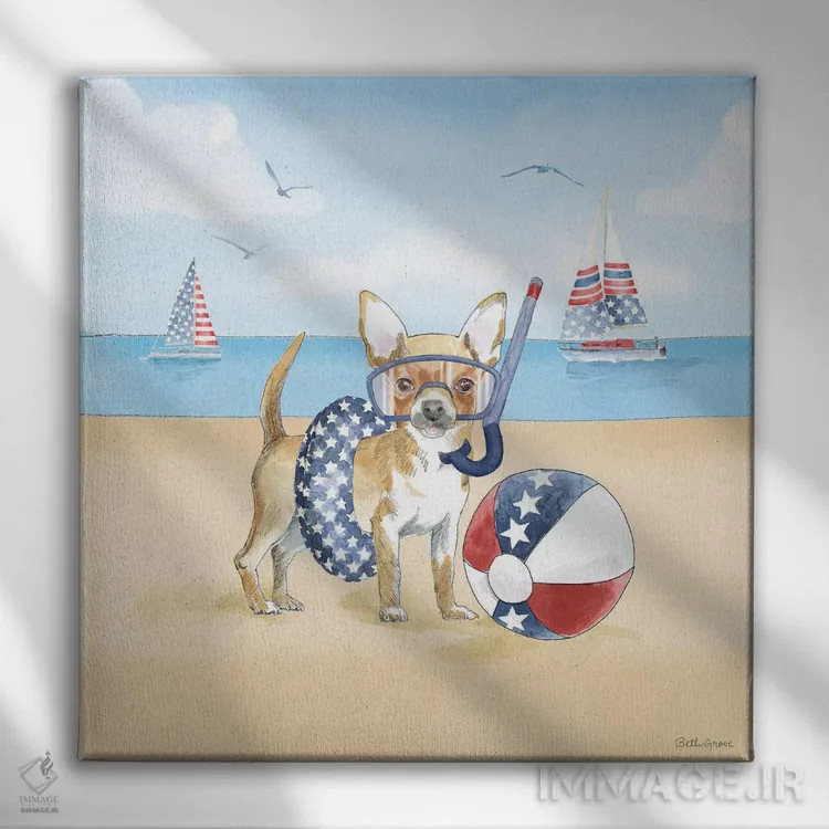 تابلو پنجههای تابستانی میهنپرستانه II (حیوانات خانگی) اثر بث گروو - نمای روبهرو روی دیوار