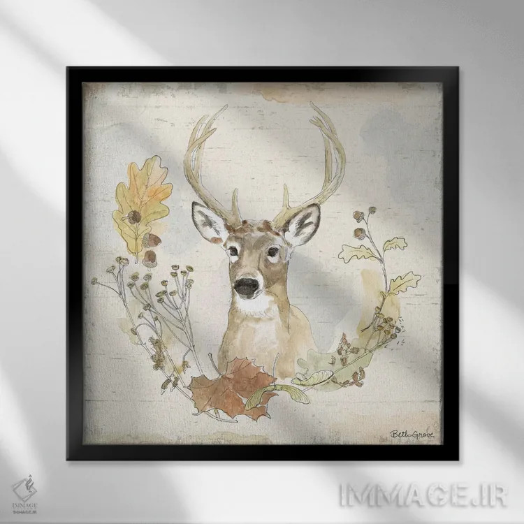 تابلو حلقه گل جنگلی VIII اثر بث گروو - نمای قابدار مشکی