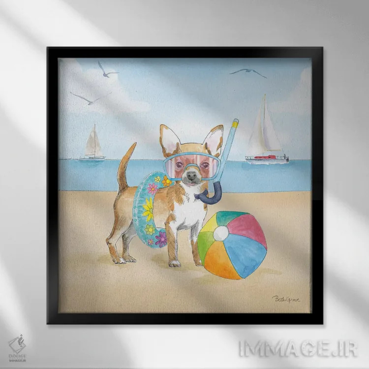 تابلو پنجههای تابستانی II بدون نوشته (حیوانات خانگی) اثر بث گروو - نمای قابدار مشکی