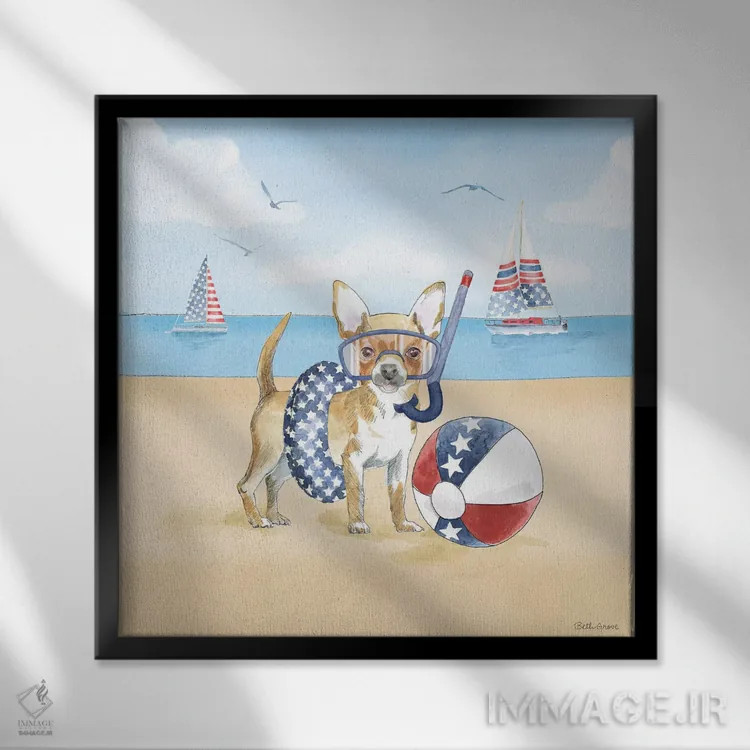 تابلو پنجههای تابستانی میهنپرستانه II (حیوانات خانگی) اثر بث گروو - نمای قابدار مشکی