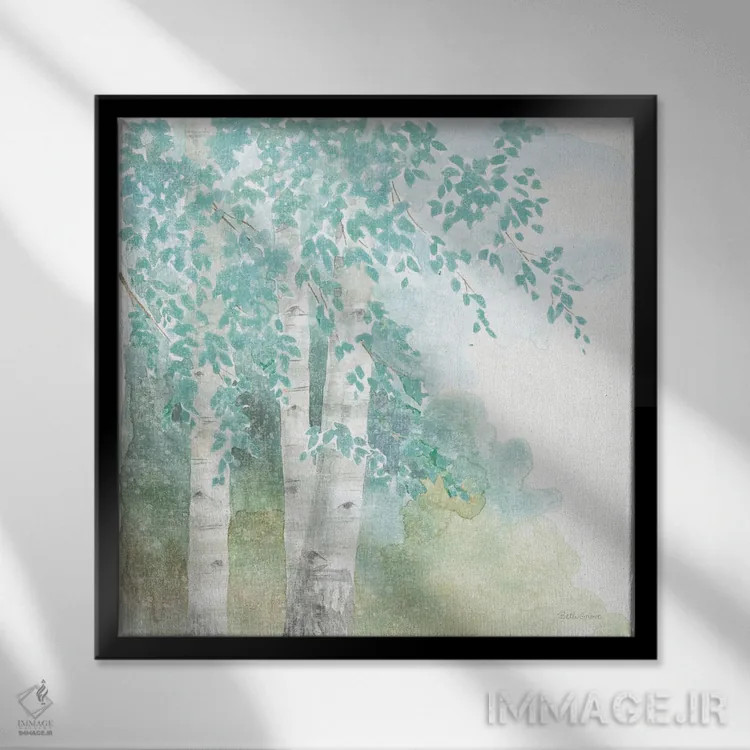 تابلو برگهای طبیعت II بدون طلا اثر بث گروو - نمای قابدار مشکی