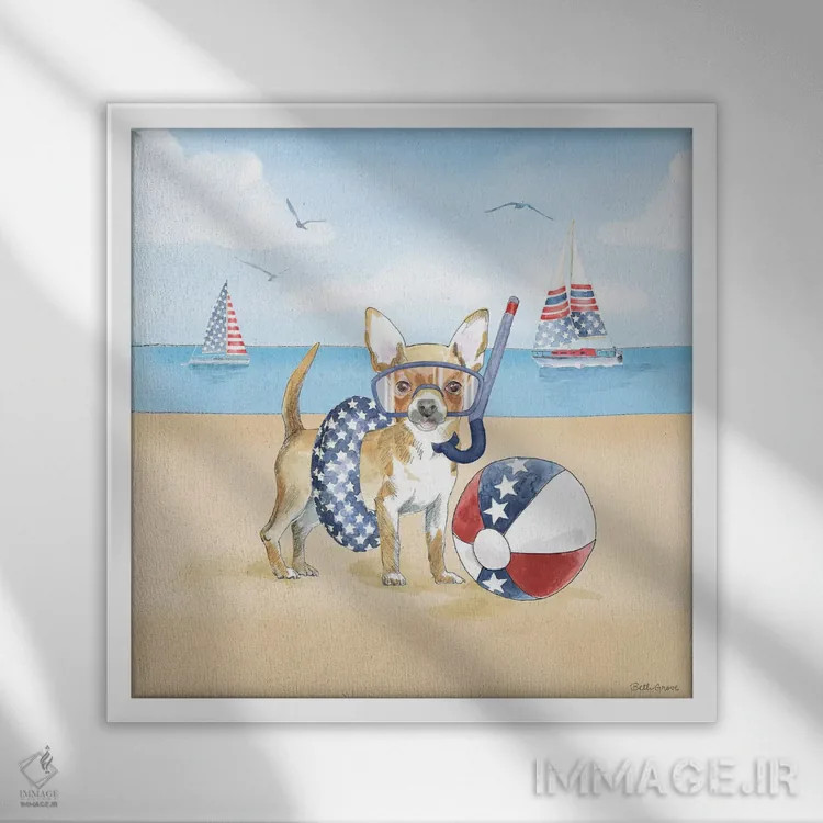 تابلو پنجههای تابستانی میهنپرستانه II (حیوانات خانگی) اثر بث گروو - نمای قابدار سفید